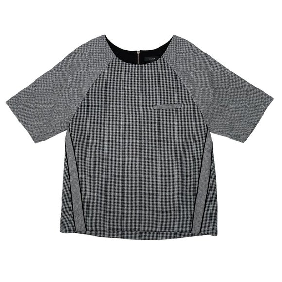 J.Crew Flannel Raglan Top In Houndstooth Grey - Picture 2 of 13